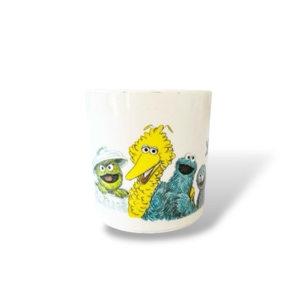 Vintage Sesame Street Cup Mug Melamine Big Bird Grover Oscar Cookie Monster 1978